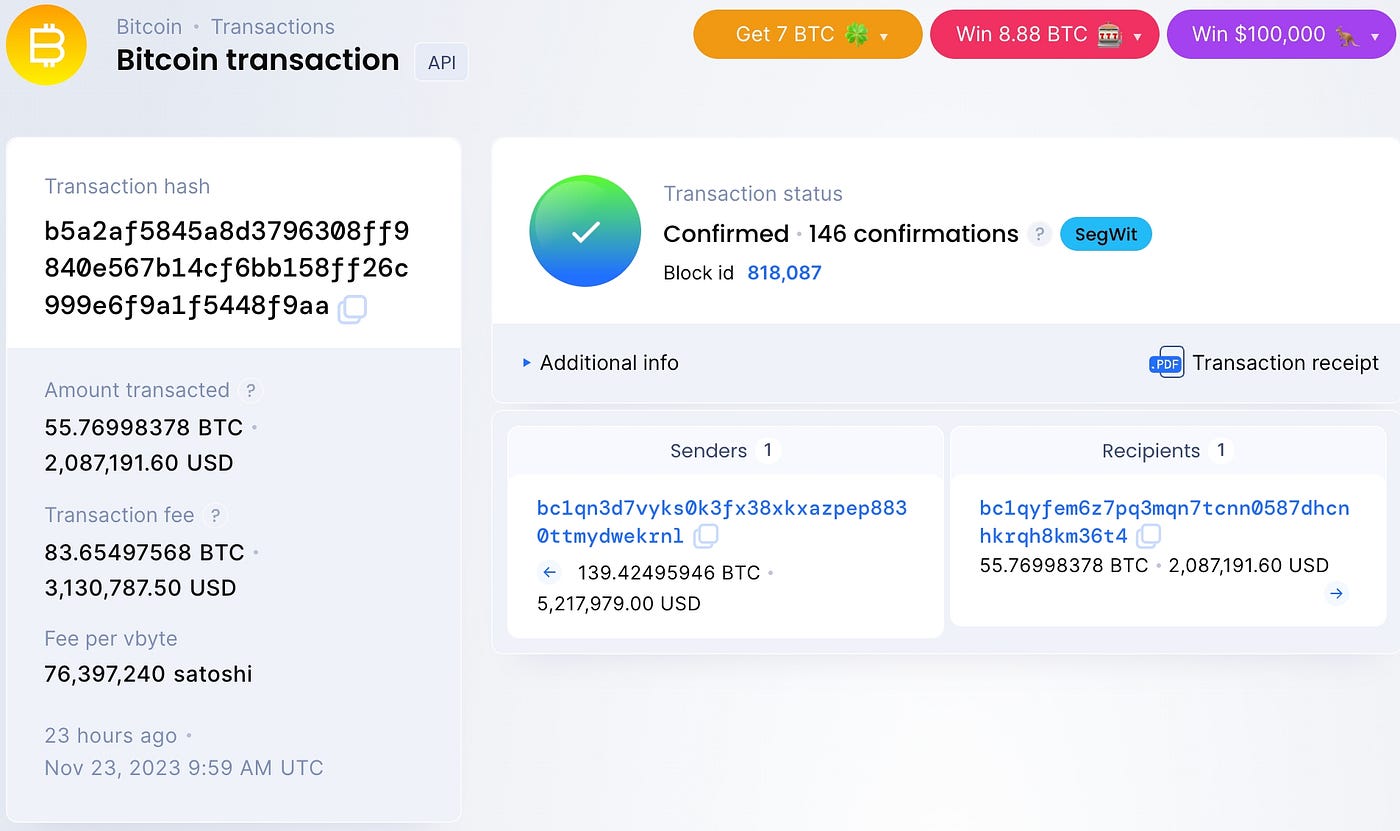 Bitcoin Transaction Blunder: User Accidentally Pays $3.1 Million in Fees  for a BTC Transfer | by DigiFinex | Medium