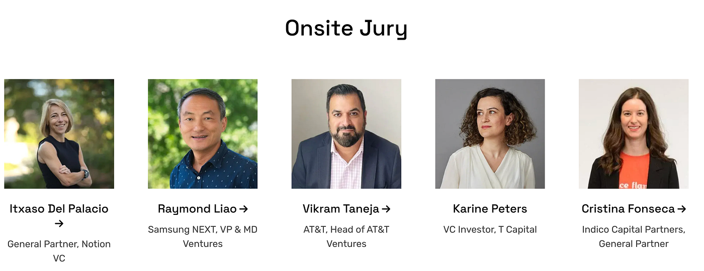 Onsite jury are represants by venture capiutal and investors.