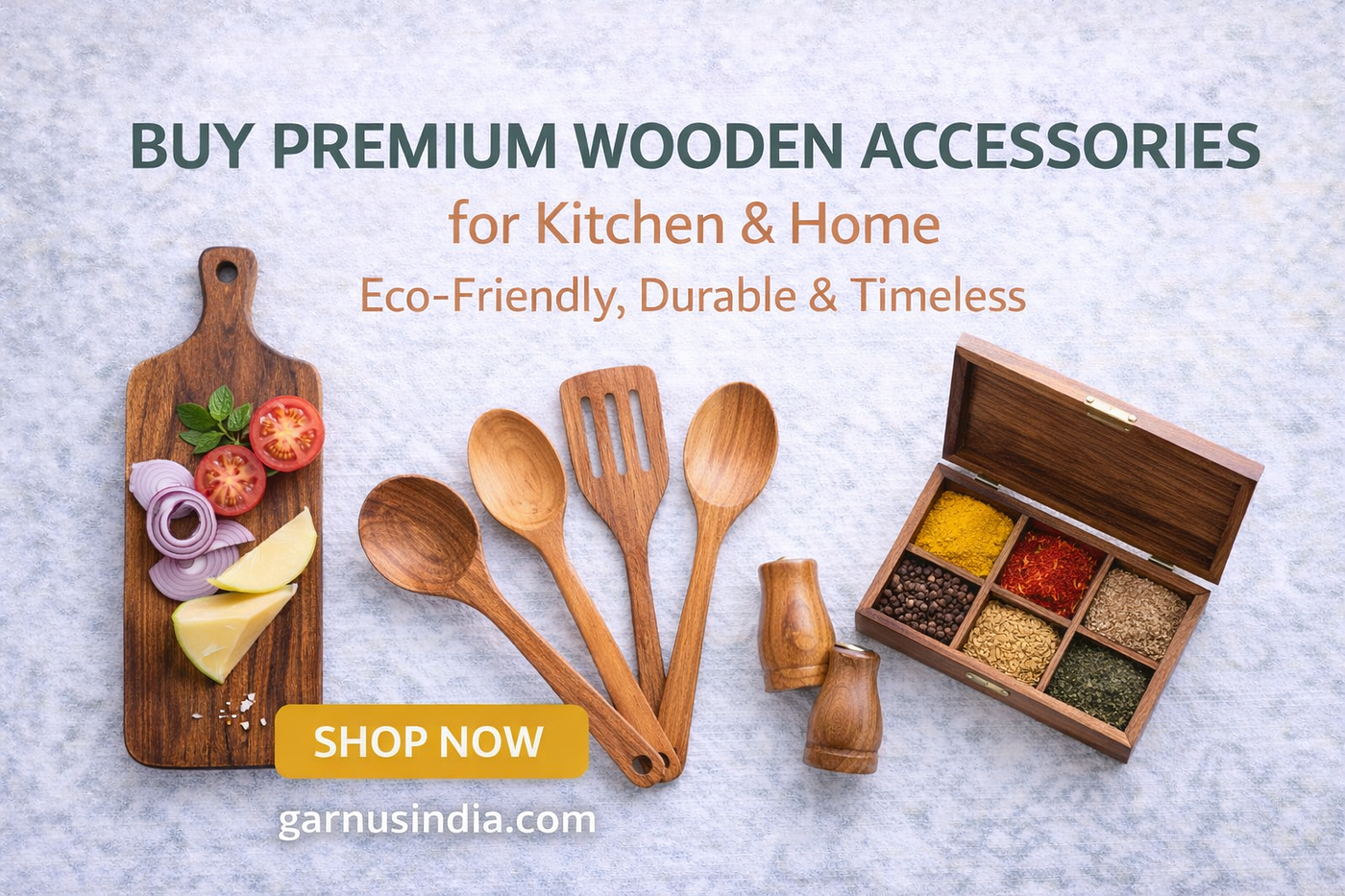Buy Premium Wooden Accessories for Kitchen & Home — Eco-Friendly, Durable & Timeless