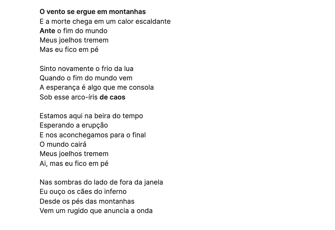 Atividade com a letra da música we are the world