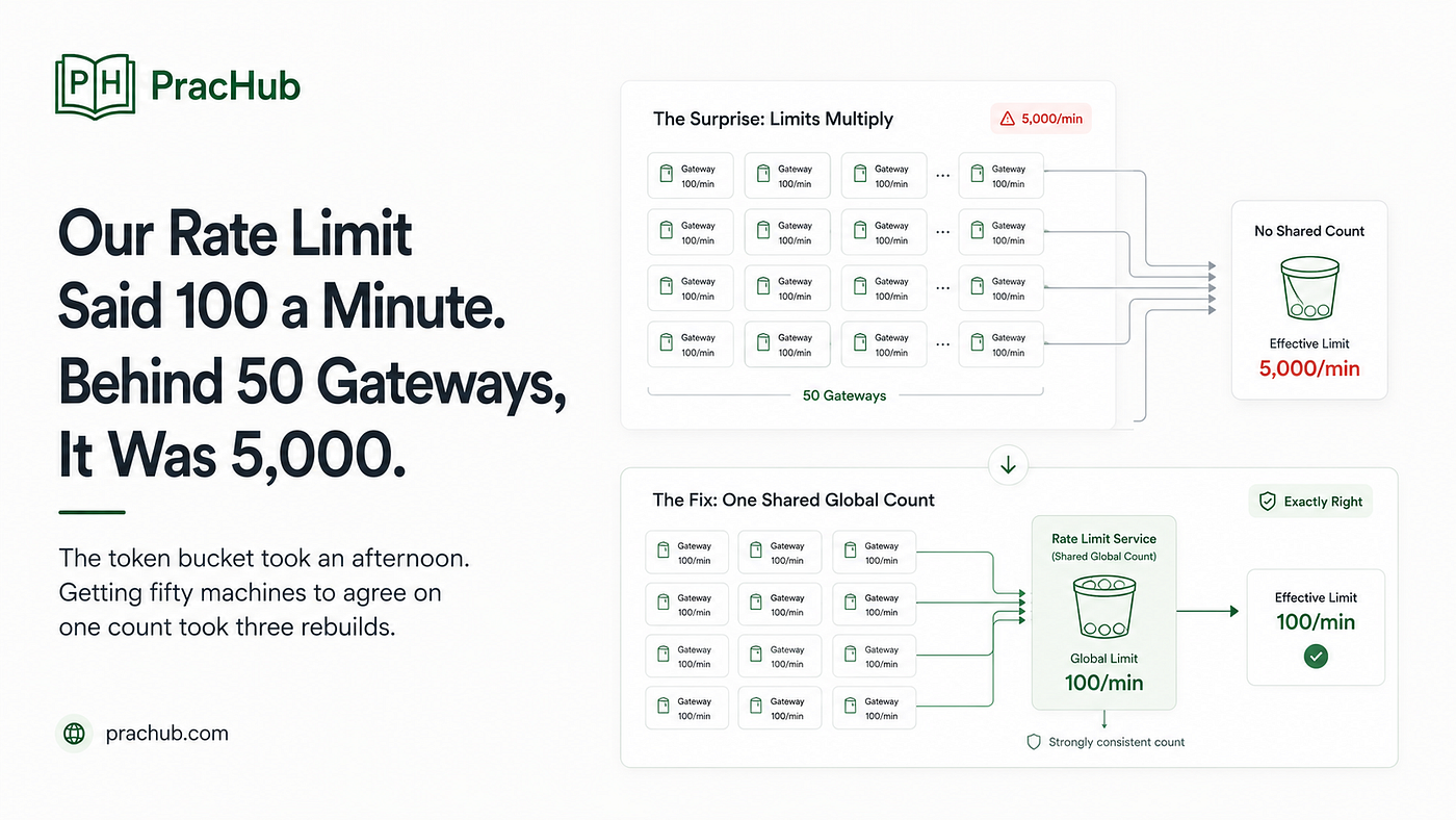 Our Rate Limit Said 100 a Minute. Behind 50 Gateways, It Was 5,000.