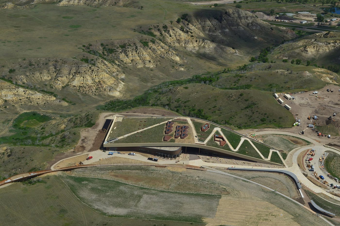 Aerial view of the Theodore Roosevelt Presidential Library. Photo courtesy of Western Edge Aviation LLC