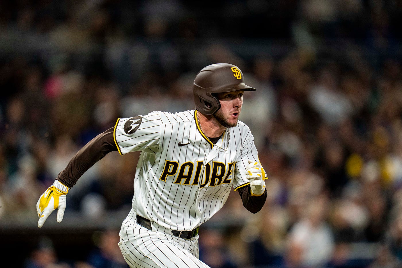 Photo of Jackson Merrill during Thursday’s night game at Petco Park vs. the Seattle Mariners