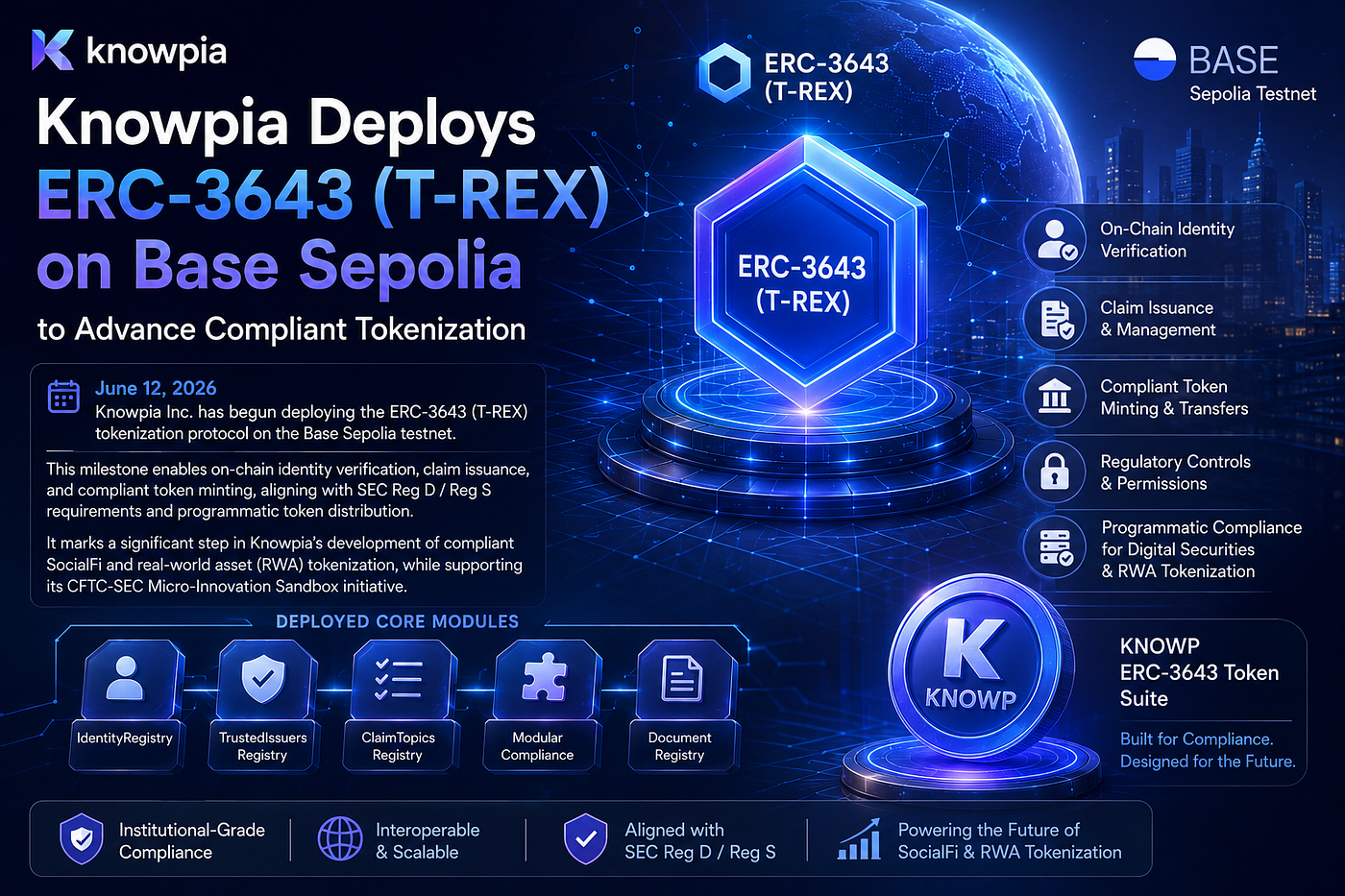 Knowpia Deploys ERC-3643 (T-REX) on Base Sepolia to Advance Compliant Tokenization