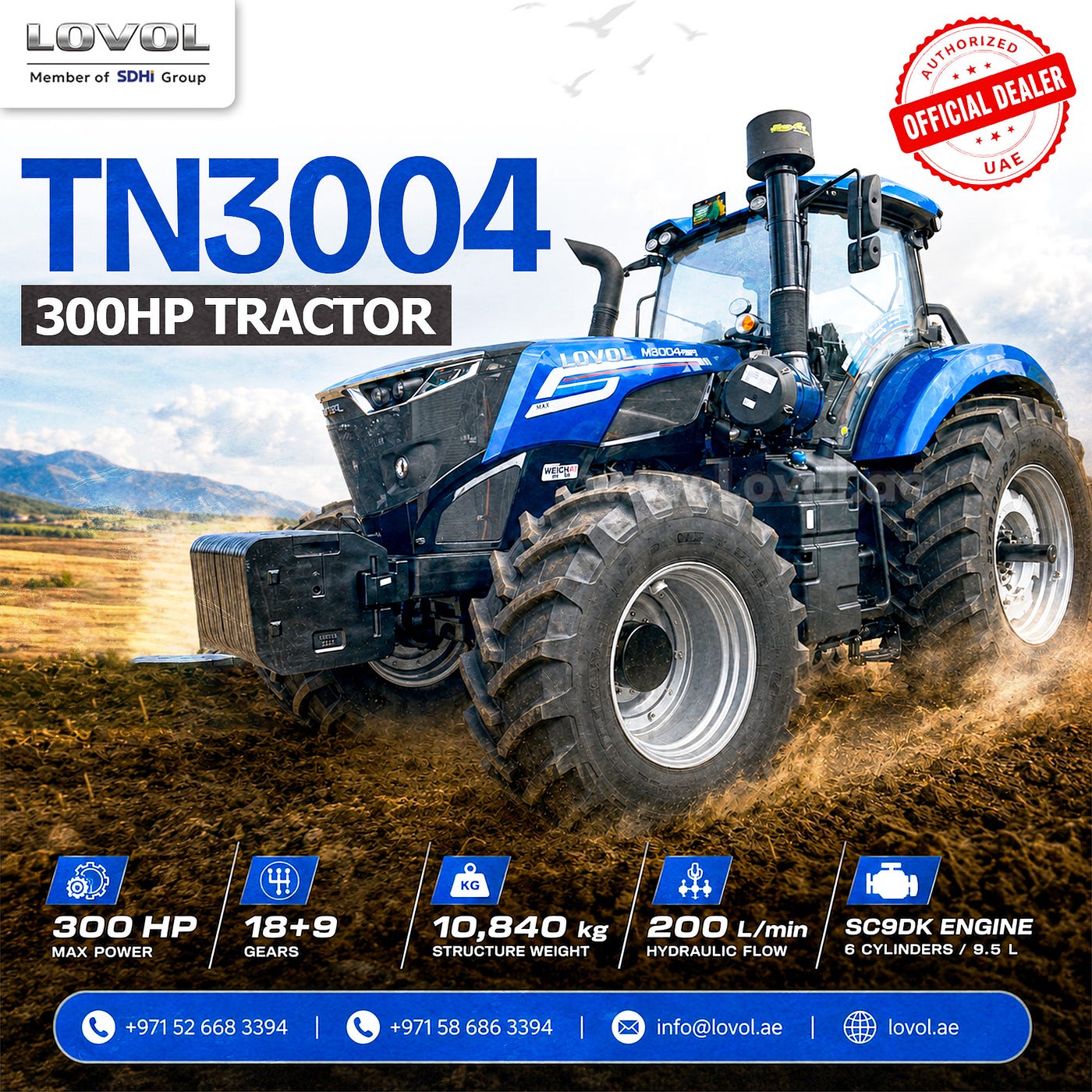 Meet the LOVOL TN3004 300HP Tractor