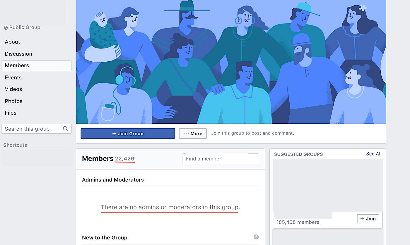 Facebook Groups active community screenshots