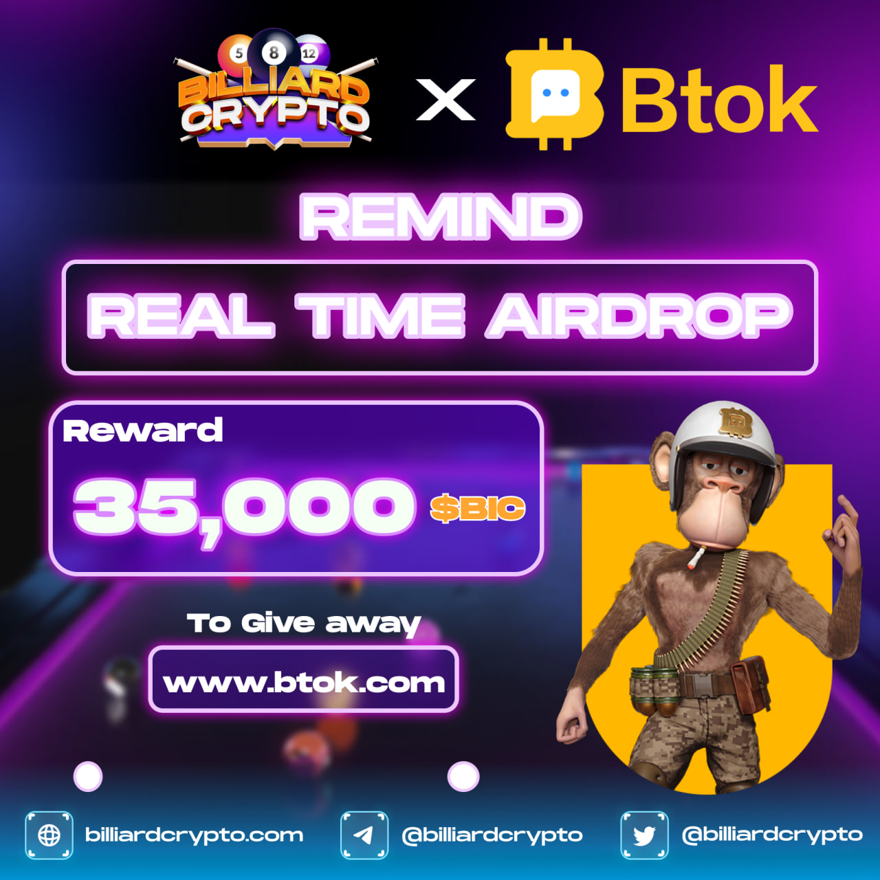 🌟 REMIND BTOK x BILLIARD CRYPTO AIRDROP CAMPAIGN🌟 | by Billiard Crypto |  Medium