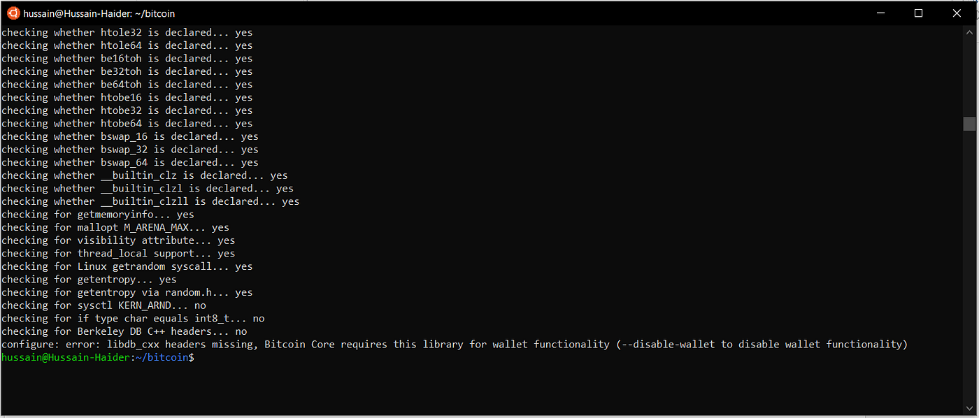 Compiling Bitcoin Core in Windows 10 Environment | by Syed Hussain Haider |  Medium