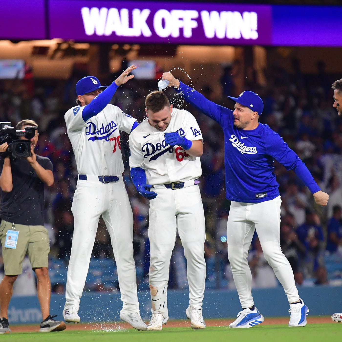 Dalton Rushing delivered a walk-off single in the 11th inning on Monday. (Gary Vasquez/Los Angeles Dodgers)