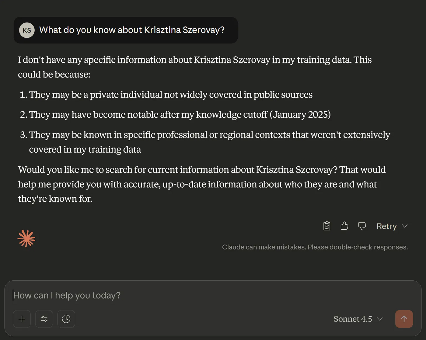 No hallucination here, it recognized that this information is not part of its training data
