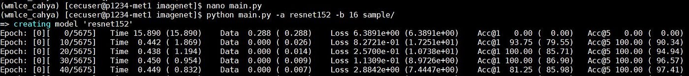 Illustration-16: Making ResNet-152 model with Large Model Support uses a batch size value of 16.