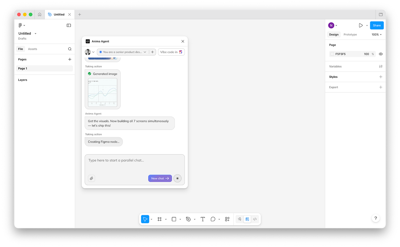 First attempt to generate UI design with Anima Agent.