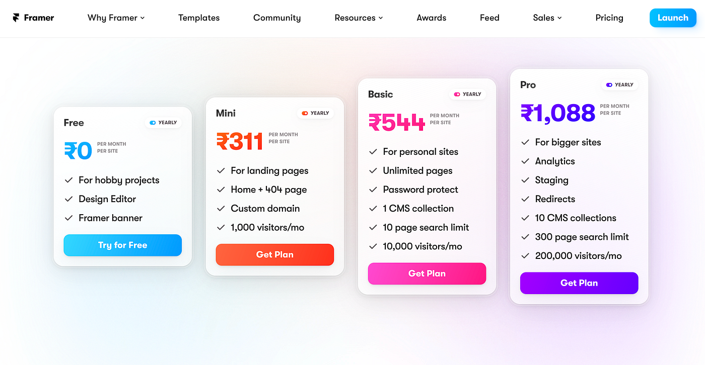 Design Observation : Framer&rsquo;s Pricing Plan Page | by Prithviraj 