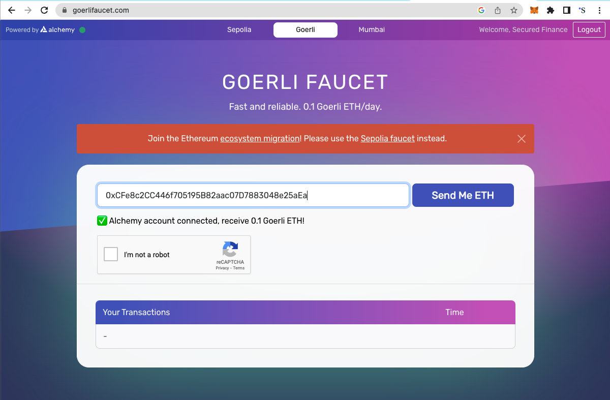 Getting Test ETH from Goerli Faucets | by Secured Finance Official |  Secured Finance | Medium