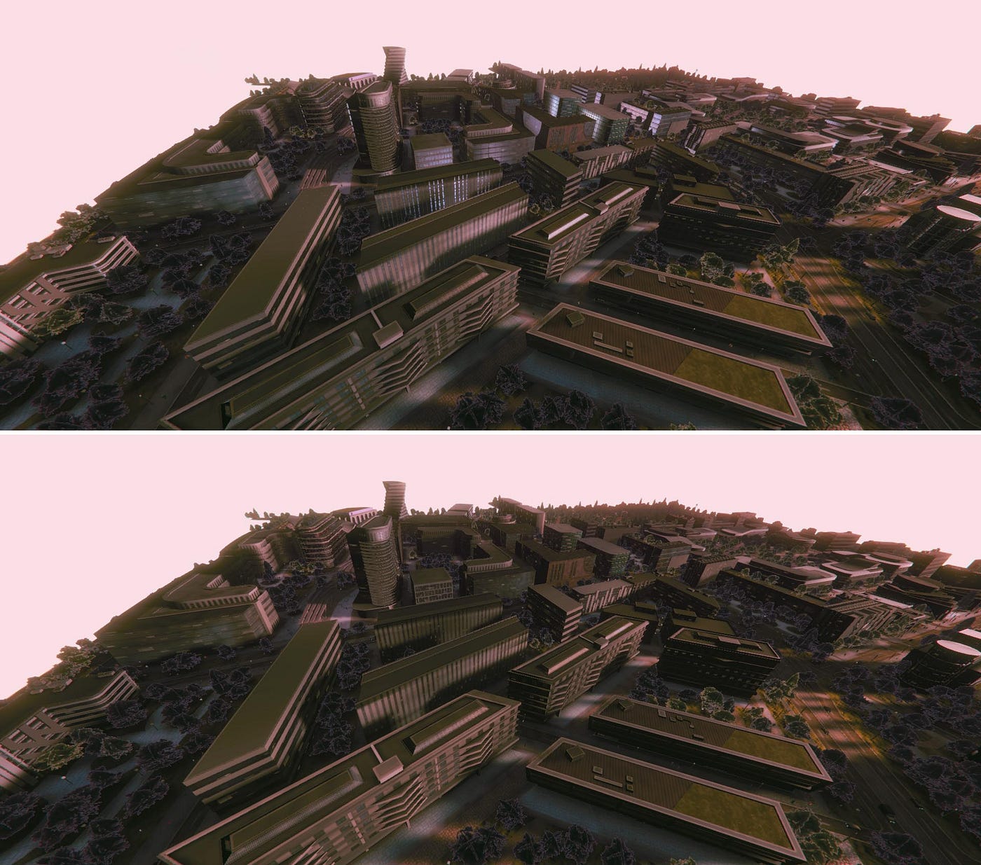 With/without the fake light reflections