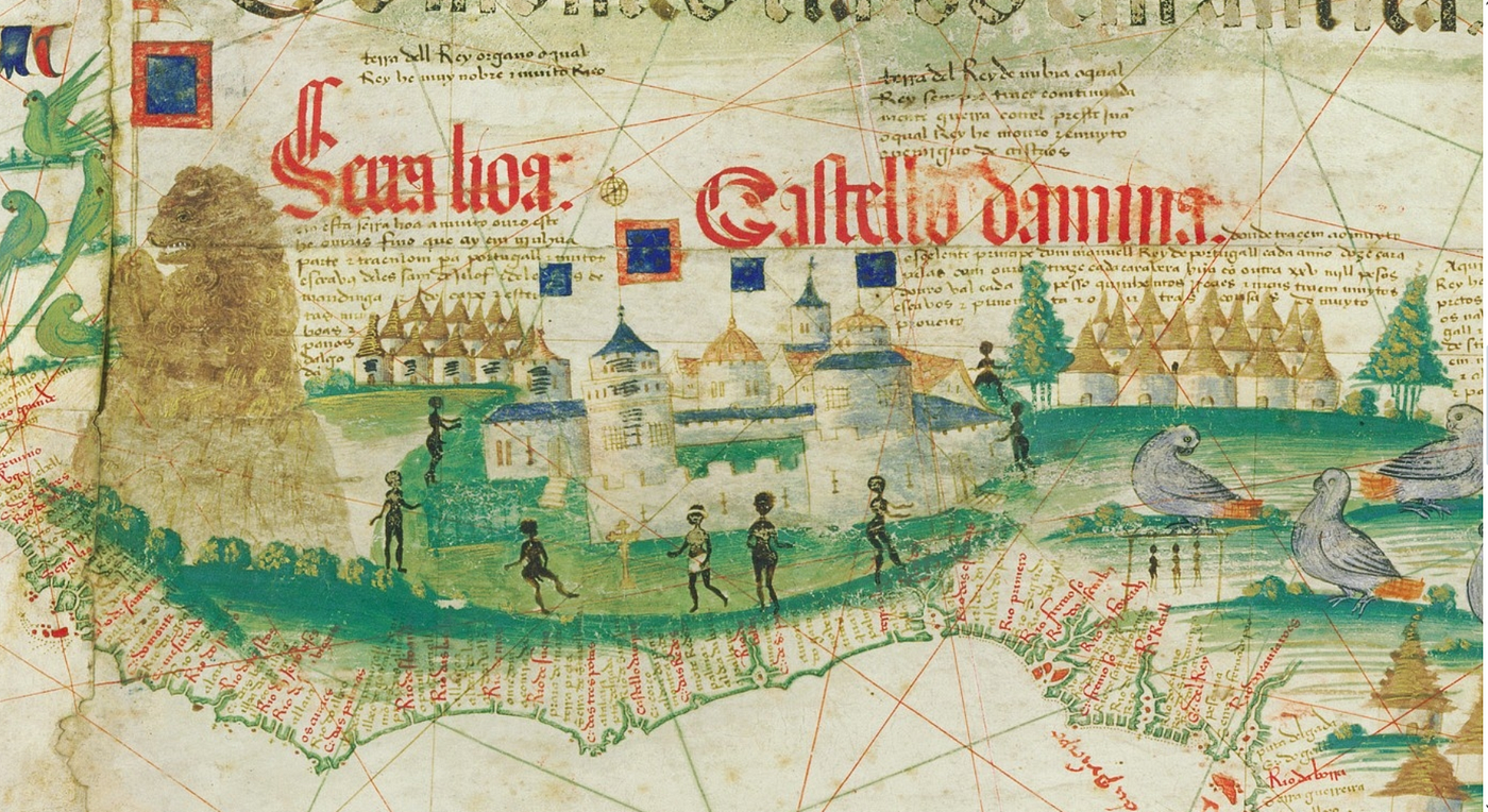 The famoe fot of Sao Jorge a la Mina, from the Cantino planisphere (1502)