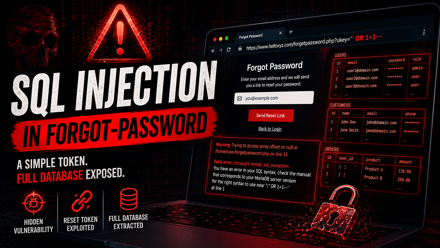 SQL Injection in Password Reset: Full Database, One Email
