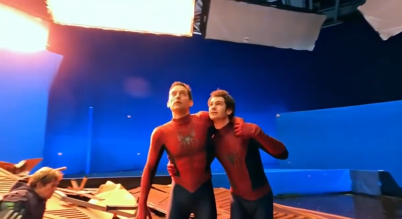 A behind-the-scenes photo from Spider-Man: No Way Home (2021), owned by Sony Pictures