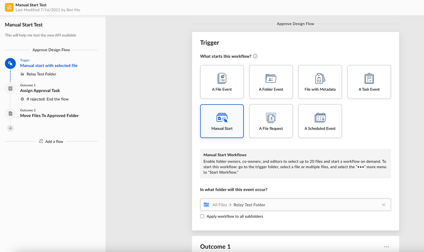 Manual Start Workflow API + Box Relay | by Alex Novotny | Box Developer  Blog | Medium