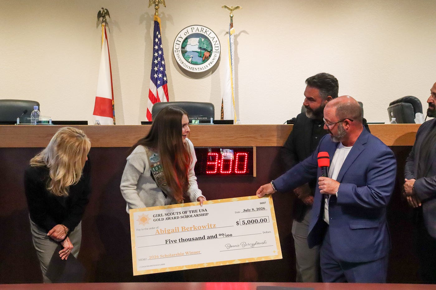 Parkland Girl Scout Receives Recognition from Parkland City Commission