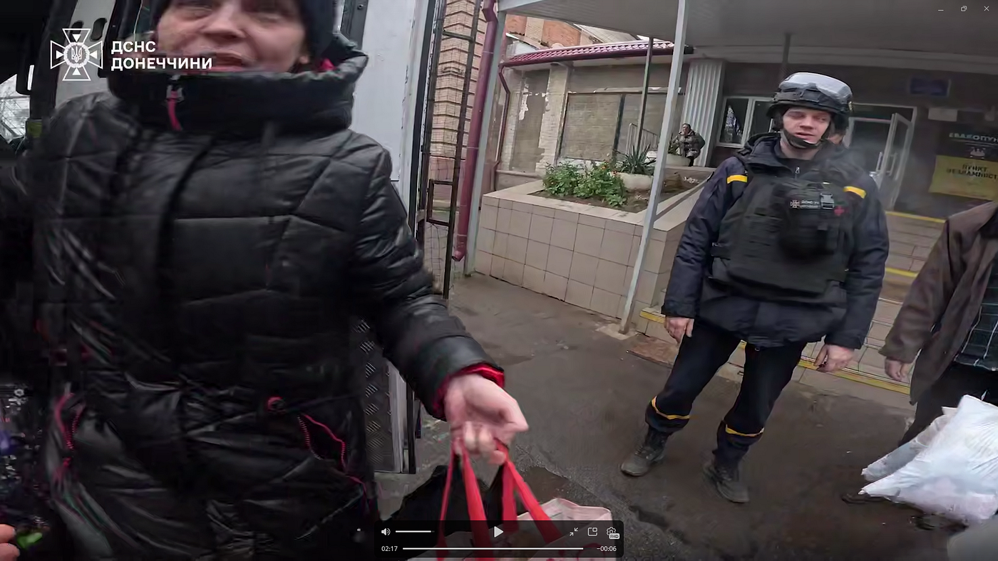 Video description: Rescuers from the Phoenix evacuation group evacuated seven people, including two children and one person with limited mobility. The frontline city is increasingly coming under Russian shelling. Explosions, destruction, and constant anxiety have become everyday occurrences for local residents. The front line is getting closer every day, and people understand that it is time to leave while they still can. Rescuers embark on dangerous missions every day to give people a chance at salvation. Do not delay — leave while you still can! | Video Credit/Source: https://t.me/dsns_telegram/53068
