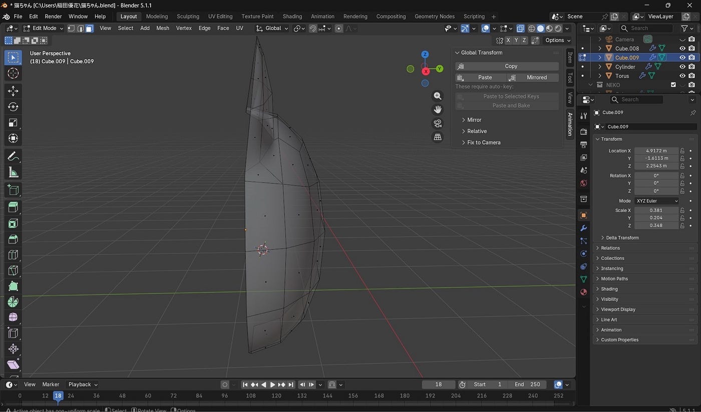 Blenderの進捗状況！