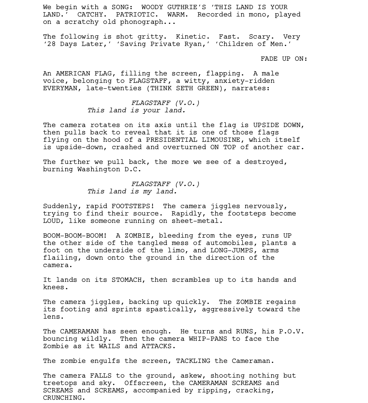 Zombieland (2009) Screenplay - Script Slug