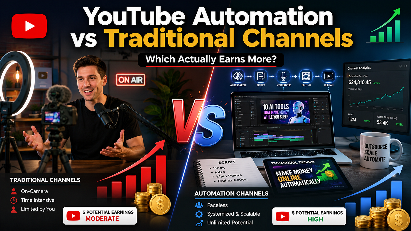 YouTube Automation vs Traditional Channels: Which Actually Earns More?