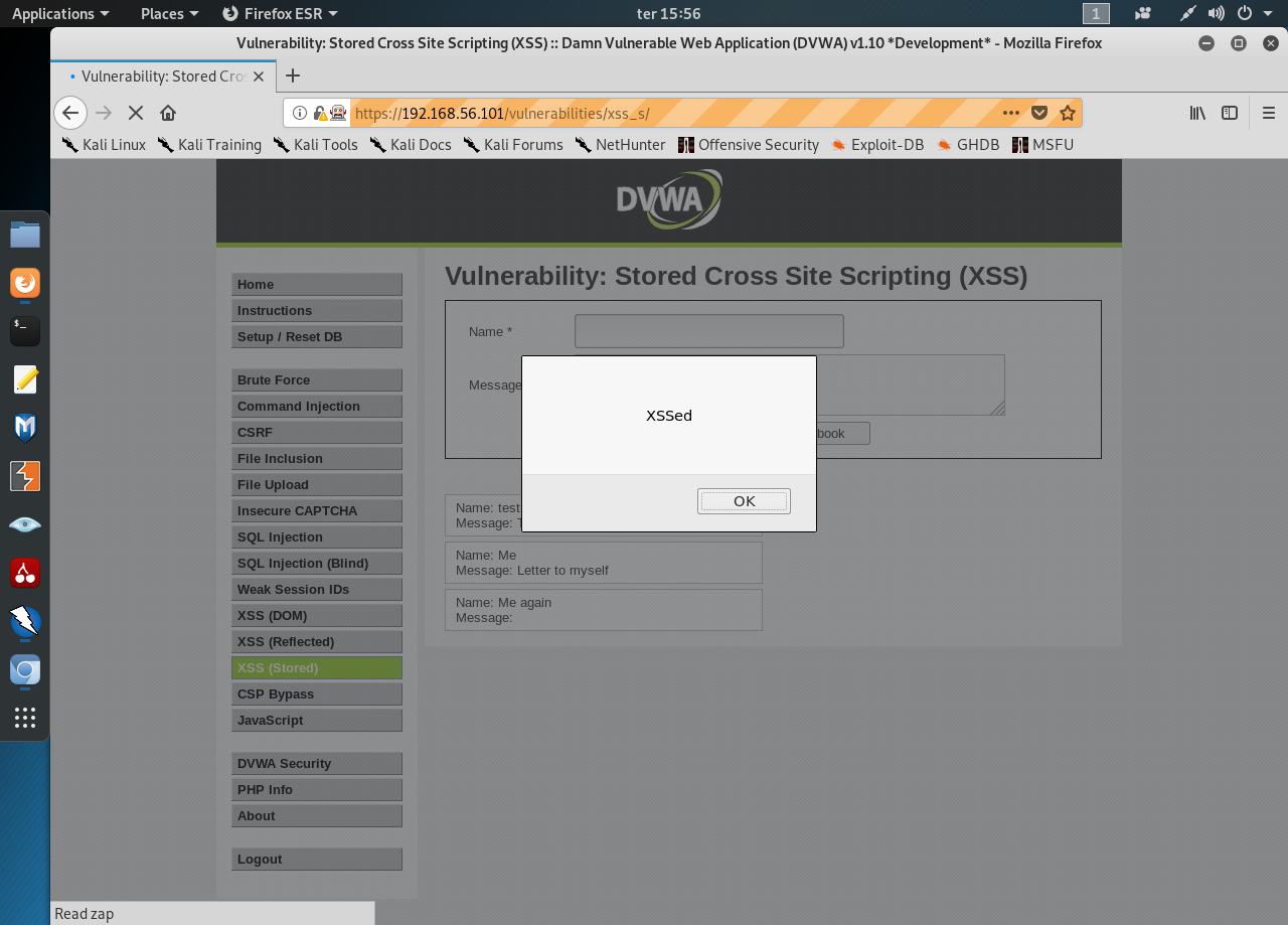 DVWA 1.9+: XSS Stored with OWASP ZAP