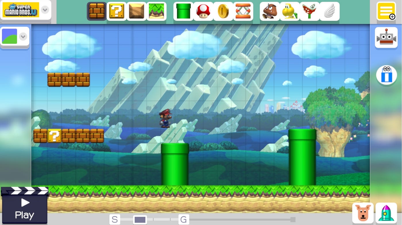 Super Mario Maker. Mario appears like he’s from metal due to invalid texture LOD.