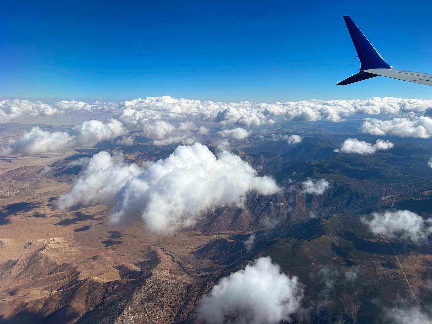 Somewhere above the American Southwest. Photo by Author