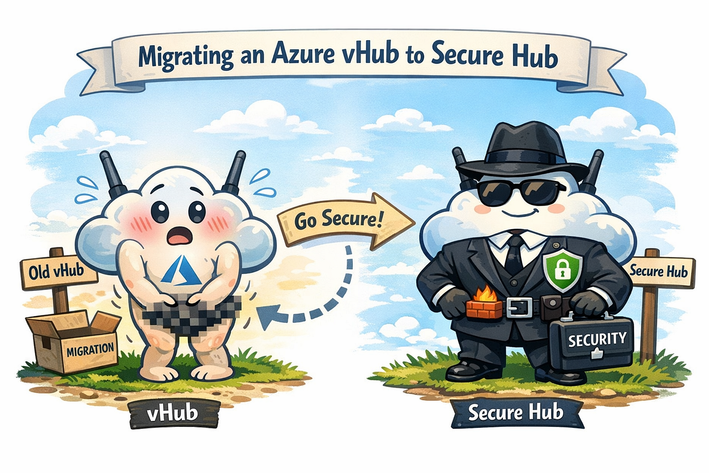 Azure Vwan: naked vhub to clothed securehub