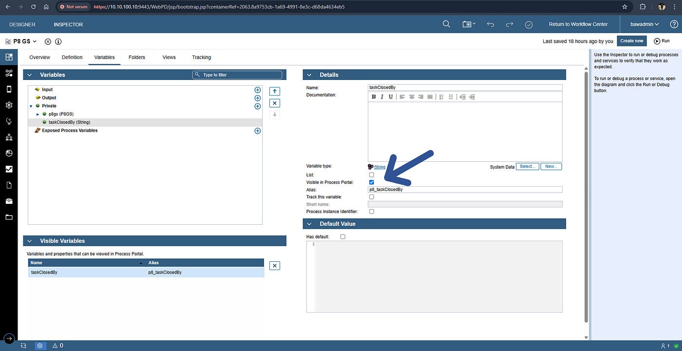 Displaying User-Defined Variables as Columns in the Process Portal Task List