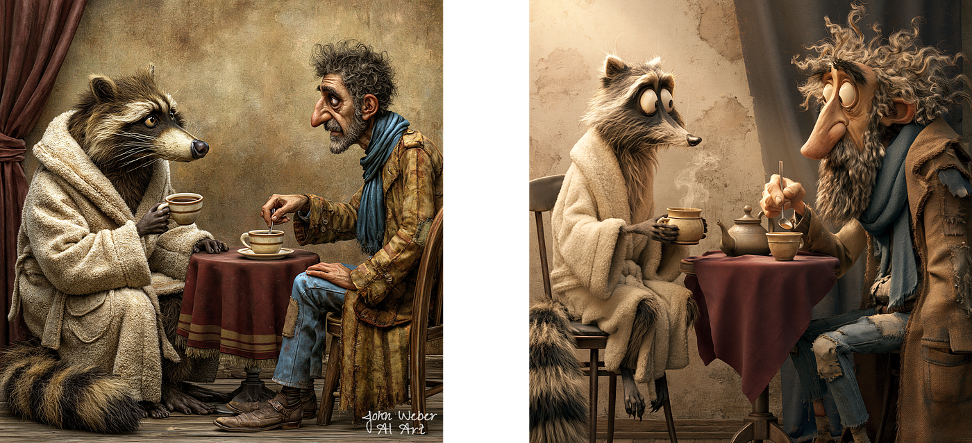 the left image is John Weber’s original and the right image was created by the author