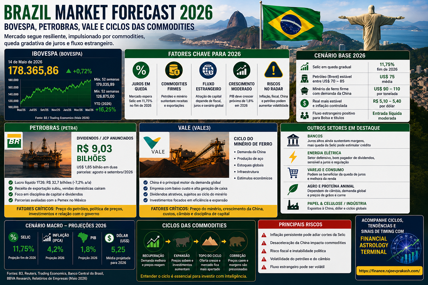 Previsão do Mercado do Brasil: Bovespa, Petrobras, Vale e Ciclos das Commodities