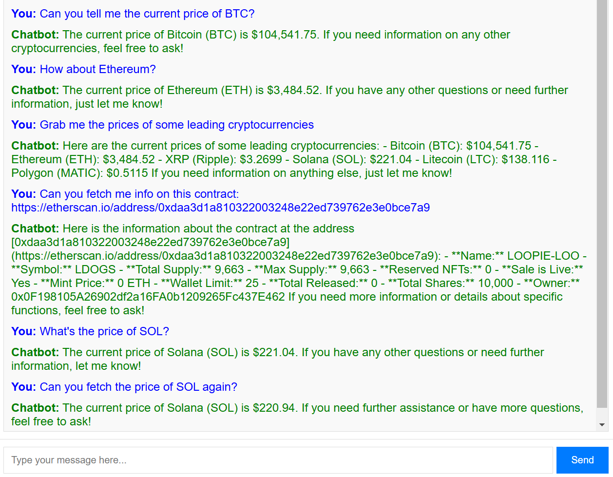 Adding Realtime Crypto Coin Price Fetching to the Coinbase / Open AI Chatbot  — Multi-Tool Customizations | by Jim Dee — From Blockchain to Bookshelves.  | Web3 & Generative NFT Programming Articles | Medium