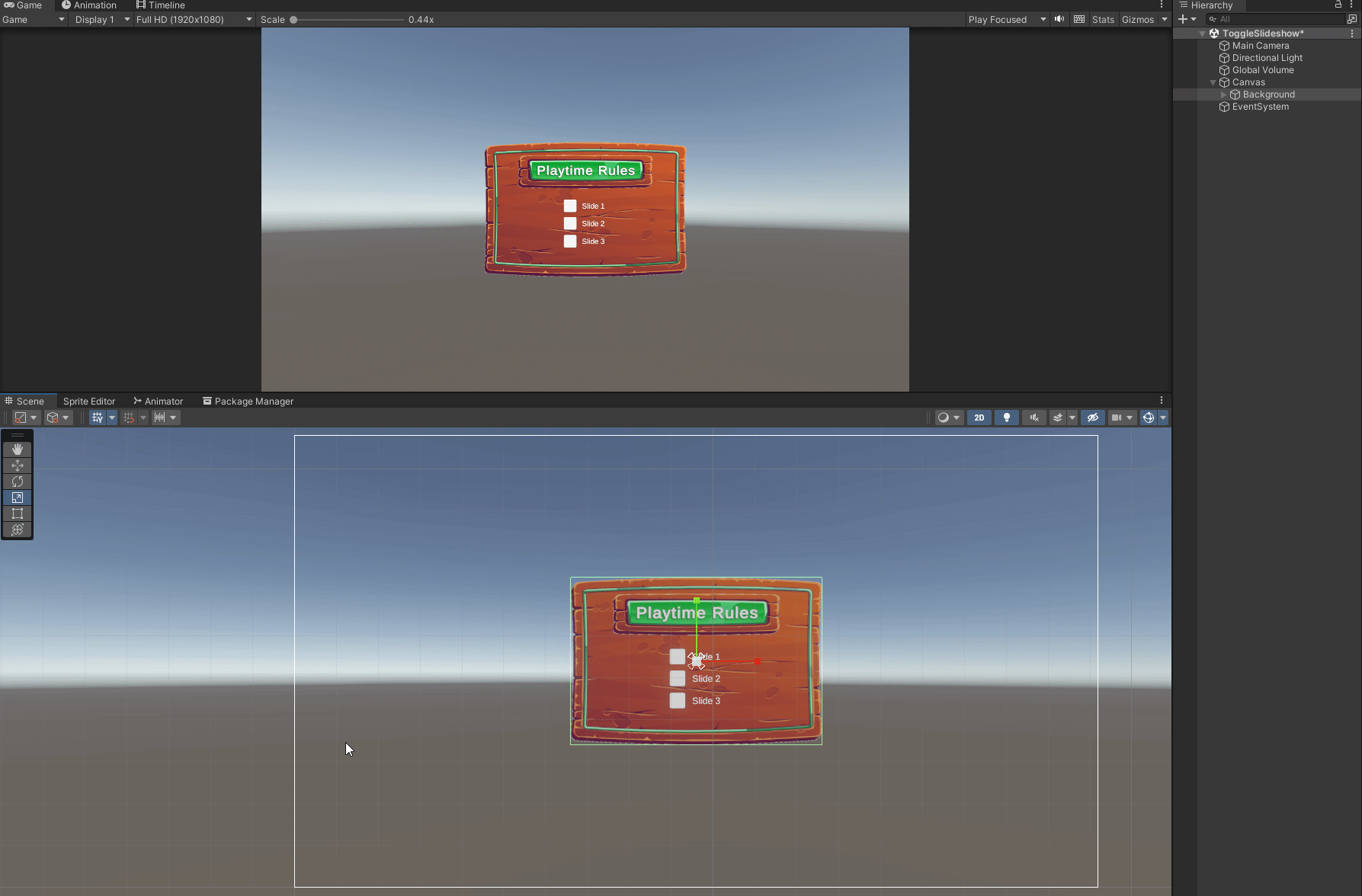 Using UI Toggles to Control a Slideshow in Unity 2021 URP | by GameDev  Dustin | Medium