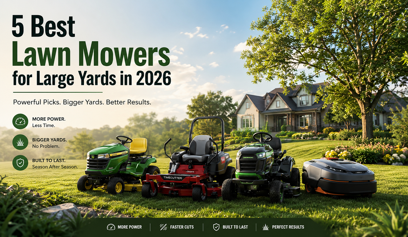 Best Lawn Mowers for Large Yards in 20265 Best Lawn Mowers for Large Yards in 2026