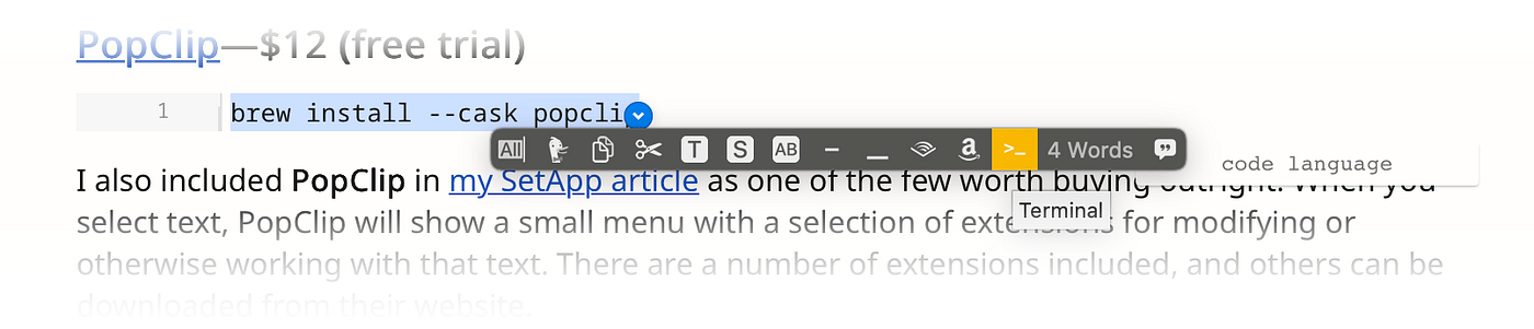 A screenshot of the ItsyCal popup menu. Screenshot by author.