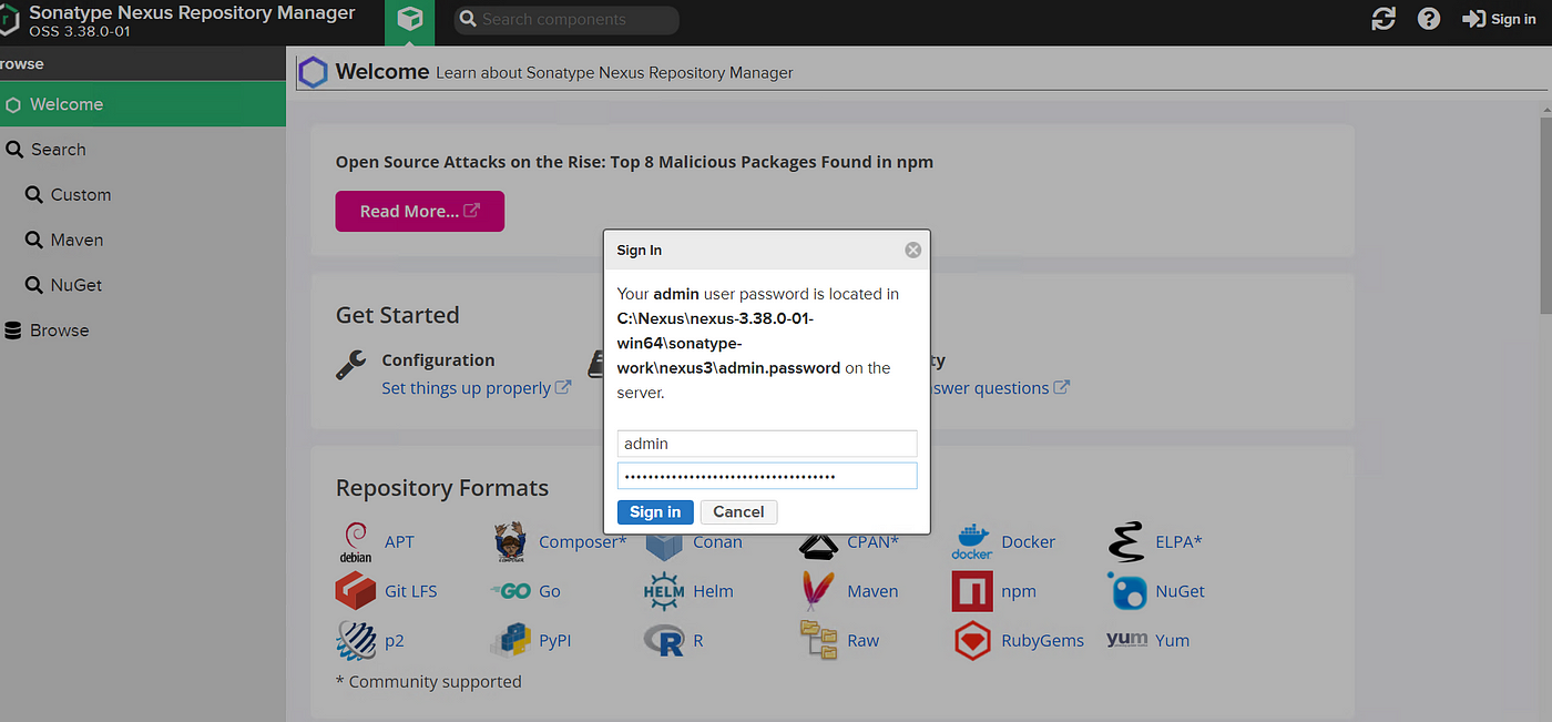 Admin password - Sonatype Nexus Repository - Sonatype Community