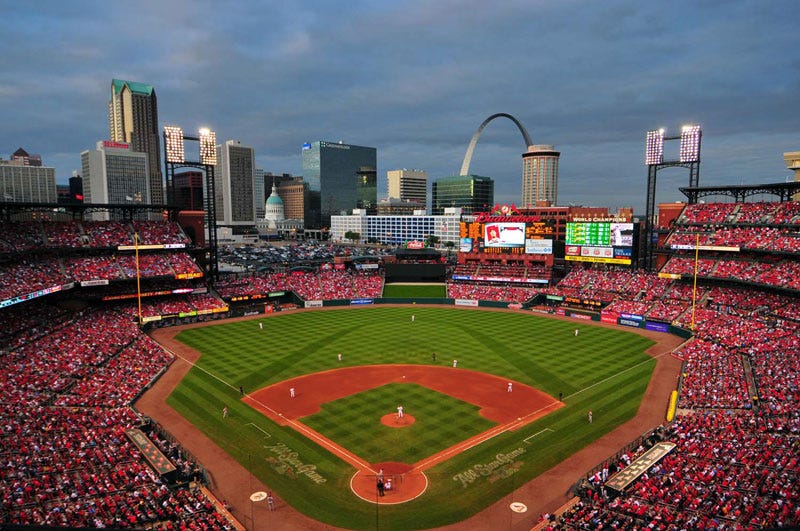 Vintage St Louis City Skyline Baseball At Gameday - St Louis