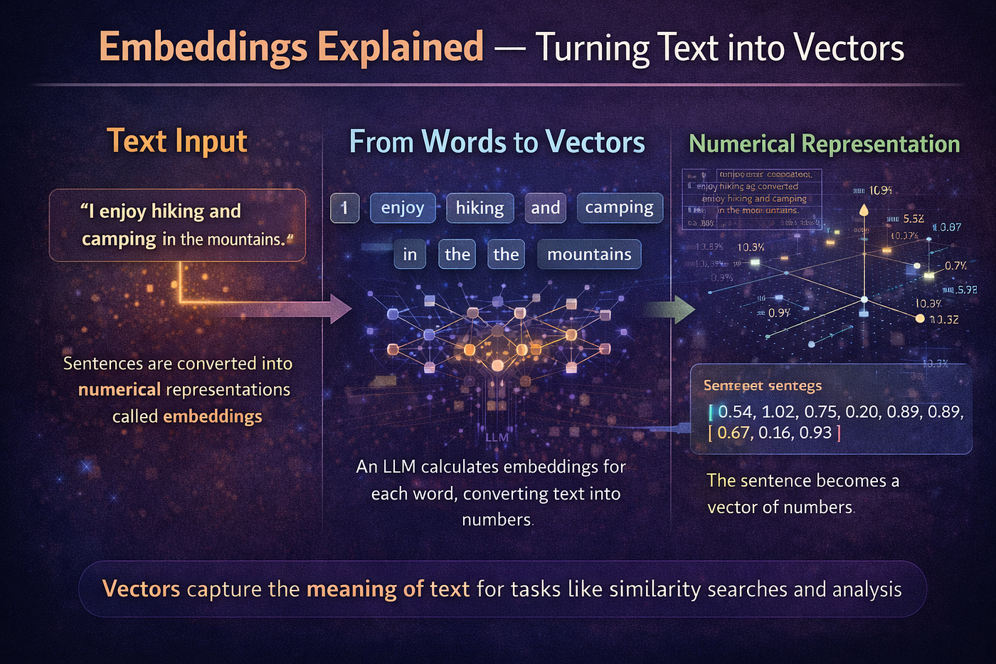 Embeddings Explained — Turning Text into Vectors