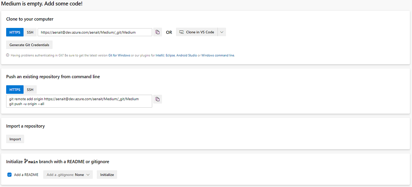 Setting up your first Azure Repos codebase | by Nintendo Engineer | Medium