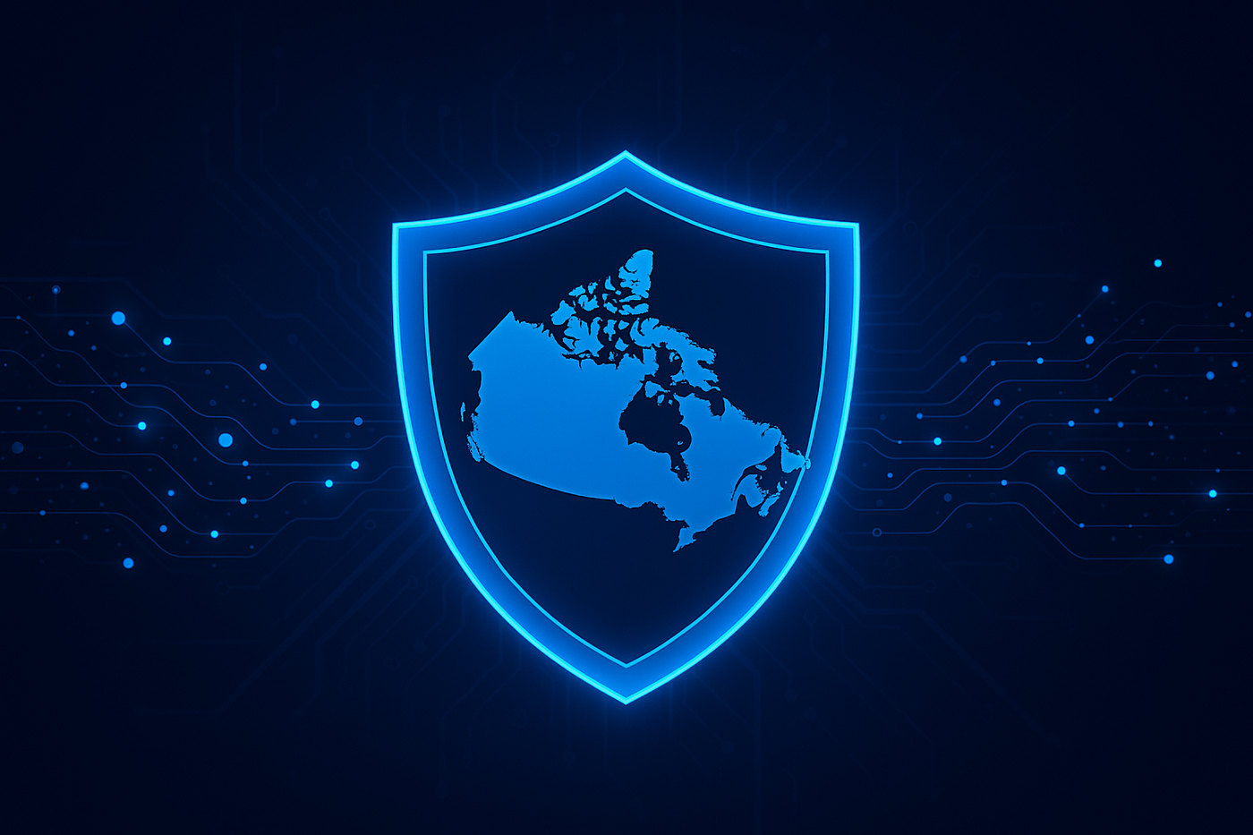 A modern digital shield highlighting secure Canada-based residential identity.