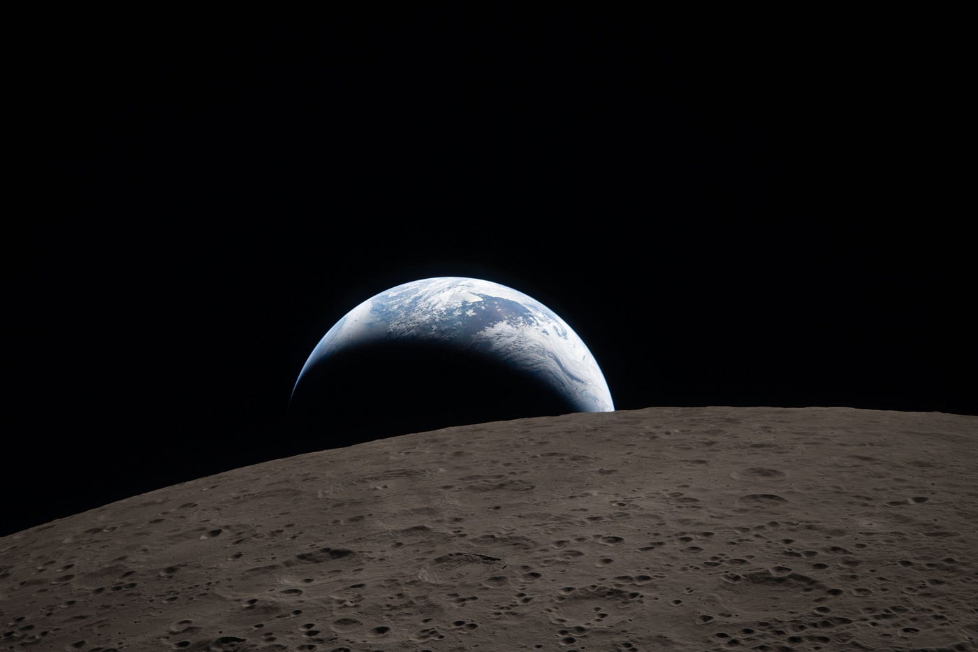 A moon with a view. Credit: NASA. Earthset from Artemis II