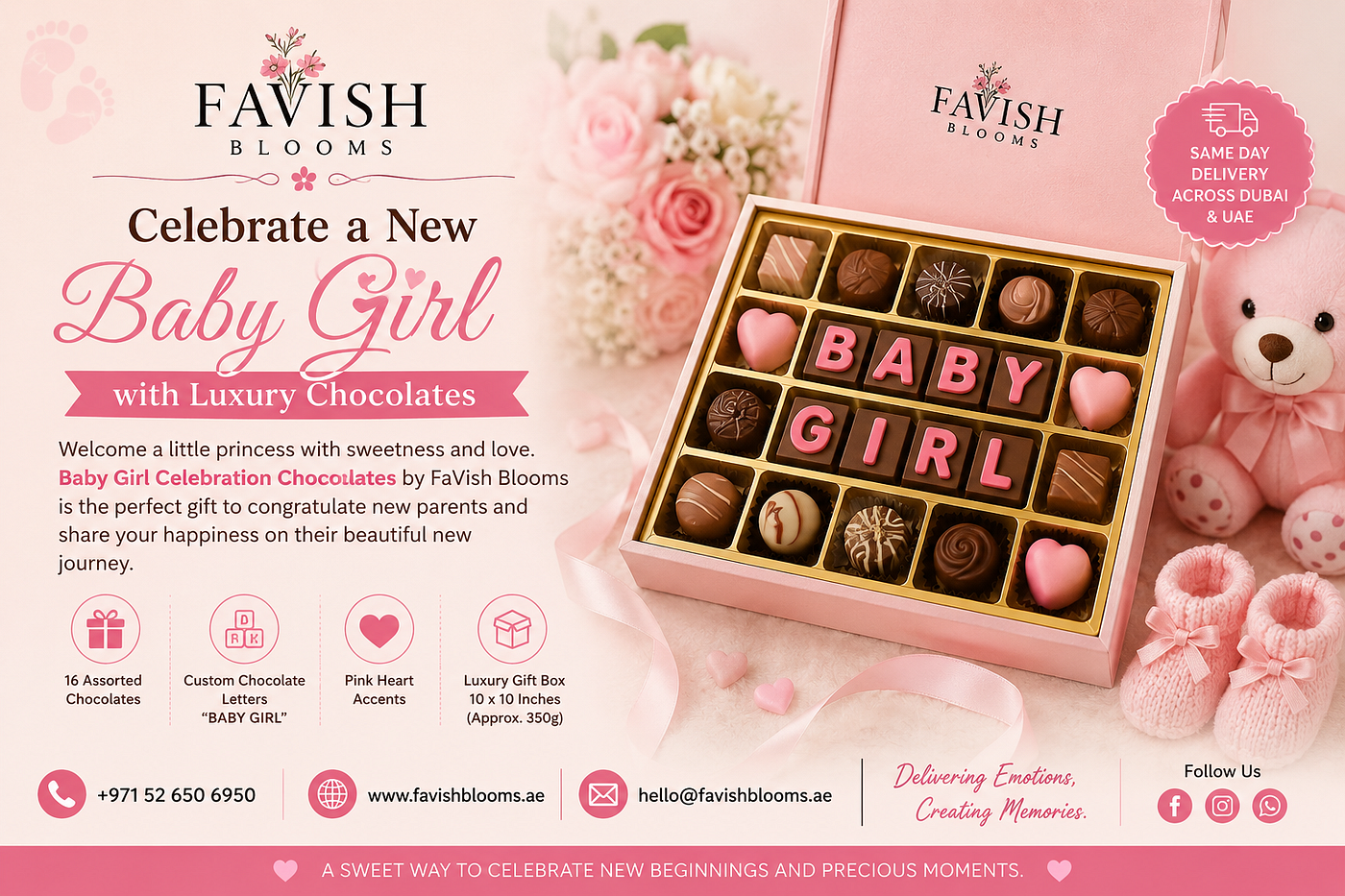 Celebrate a New Baby Girl with Luxury Chocolates in Dubai