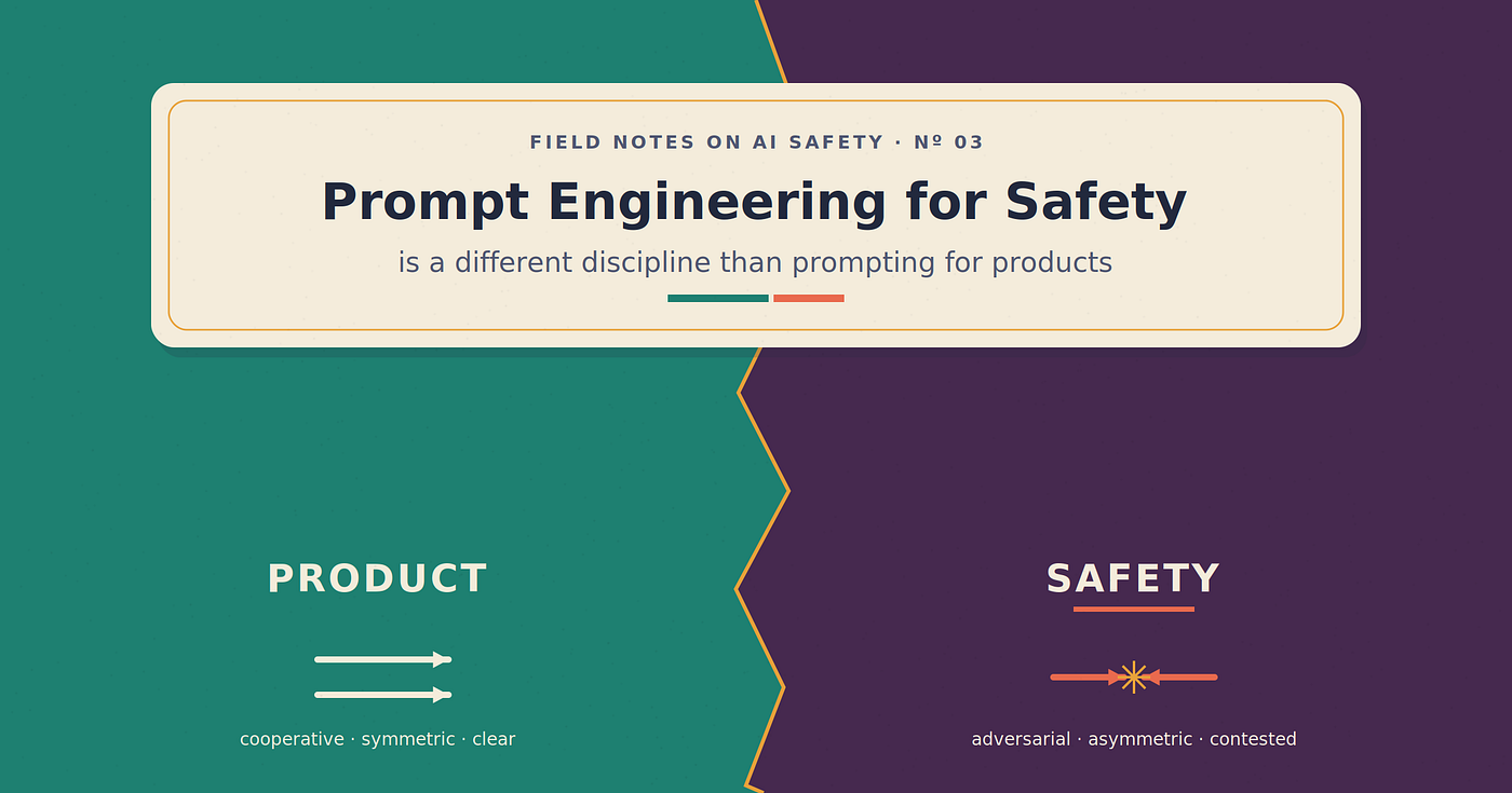 Prompt Engineering for Safety Is a Different Discipline Than Prompt Engineering for Products