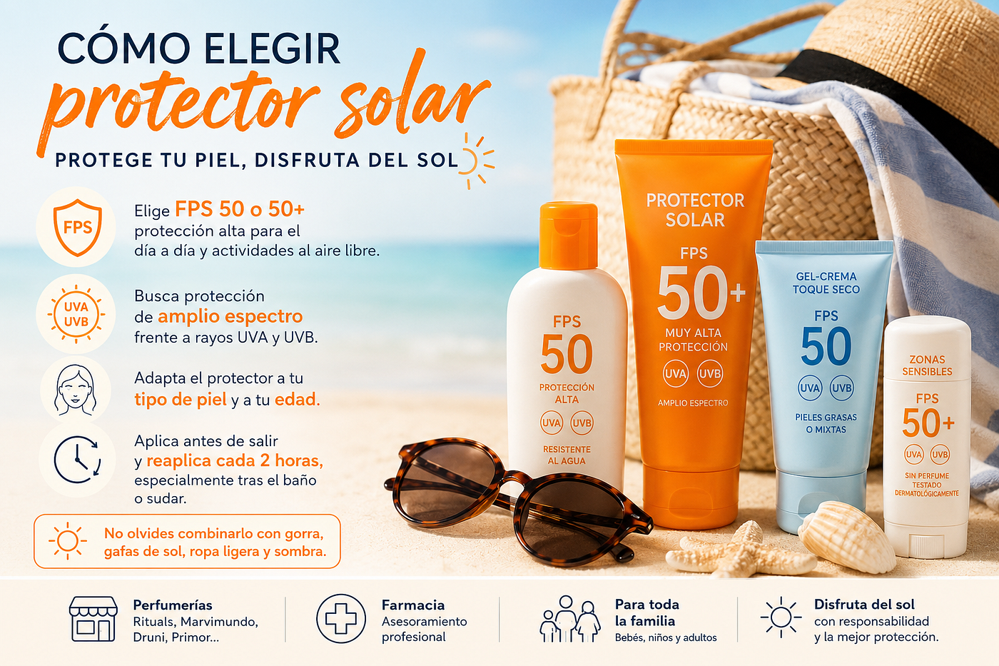 ¿Cómo elegir protector solar? Consejos y recomendaciones según tipo de piel y edad
