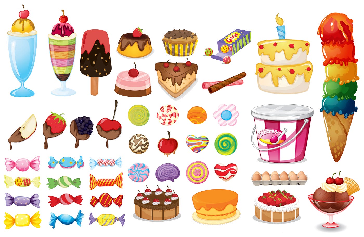 A collection of dessert clip art.